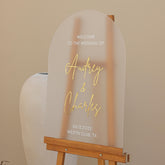 Frosted wedding welcome sign With 3D Mirror Gold Names